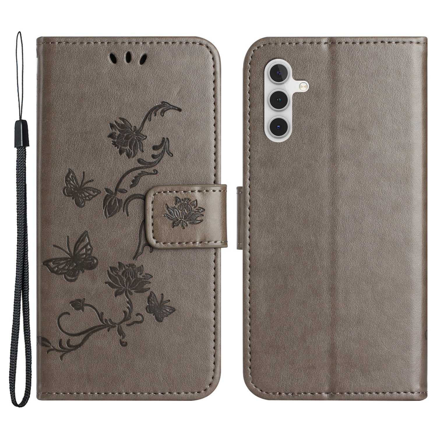 For Samsung Galaxy A24 4G Imprinted Butterfly Flower Phone Case PU Leather Wallet Stand Phone Cover with Strap For Samsung Galaxy A24 4G Imprinted Butterfly Flower Phone Case PU Leather Wallet Stand Phone Cover with Strap